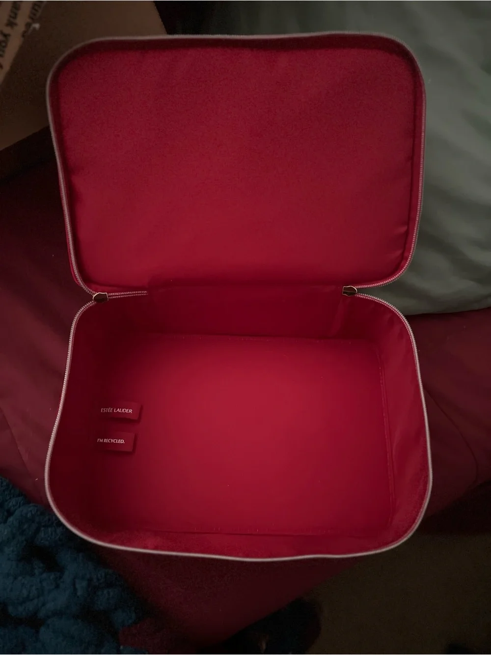Red Velvet Bow Estée Lauder Double Compartment Large Cosmetic Case